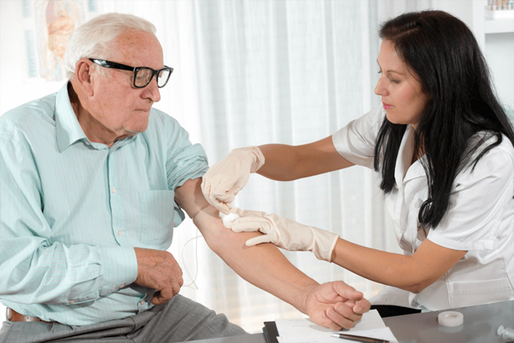 man giving blood