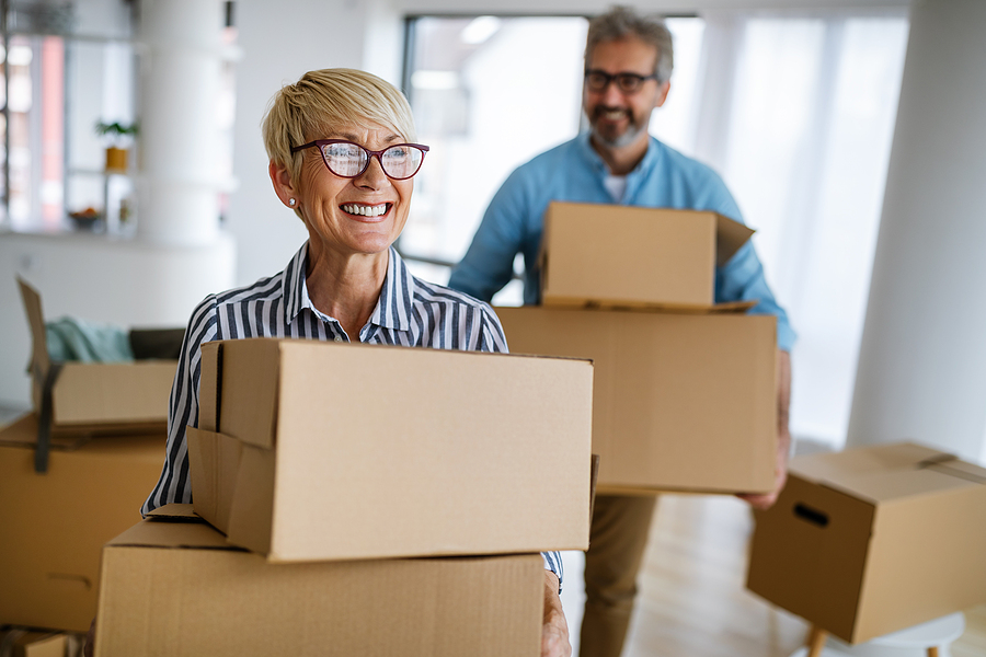 Senior Couple With Moving Boxes