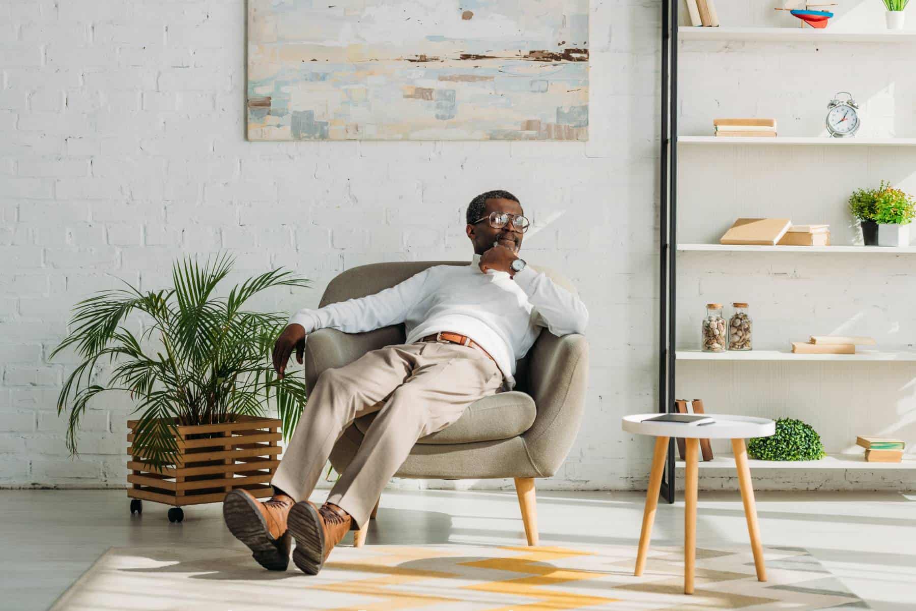 senior relaxing in a chair