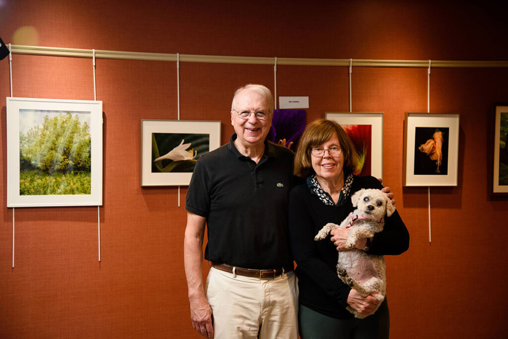 senior couple at art exhibit