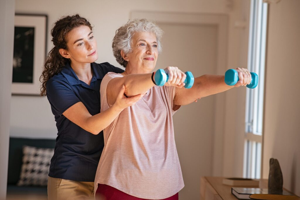 woman lifting weights