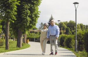 seniors walking in park